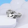 Adjustable Sterling Vintage Heart Wing Ring Men Women Minimalist Retro Boho Jewelry