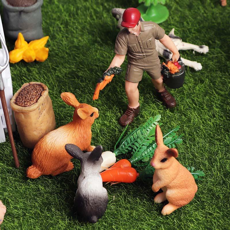 Animal Model Ranch Set: Chicken, Dog, Cow, Sheep, Horse Miniature Toy Scene