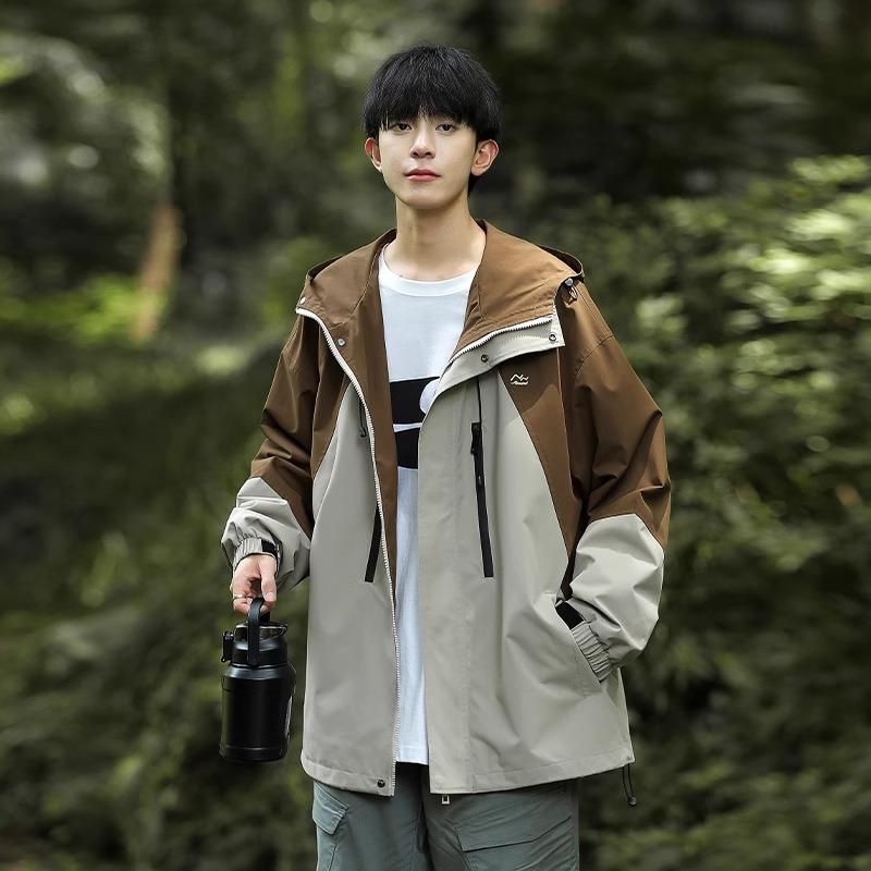 

Мужская куртка Shock Весна и Осень Новая контрастная цветная уличная куртка с капюшоном 3XL