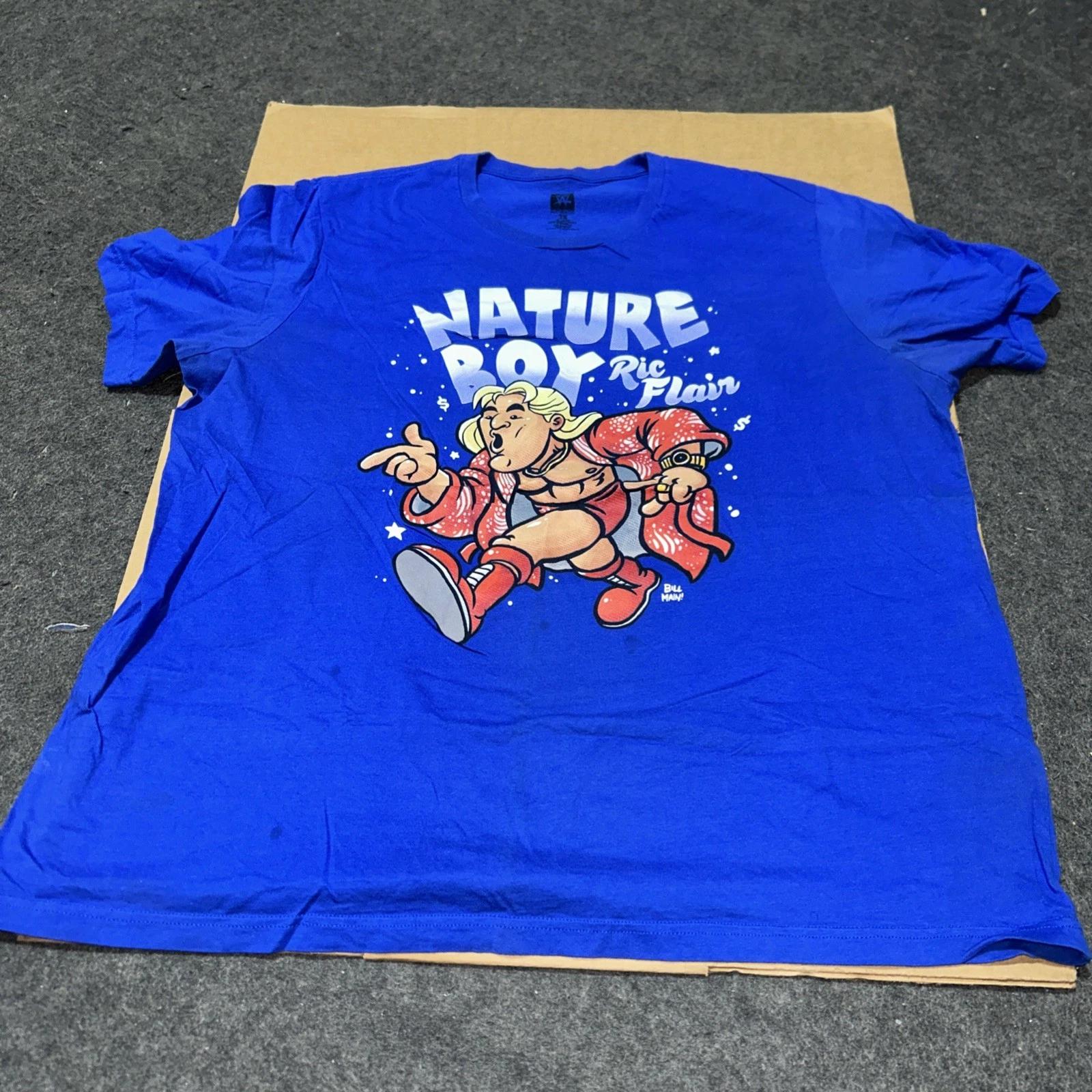 Ric Flair Collection Funny Gift For Fan Full Size Blue T-shirt 3XL PREOWNED!! 4XL