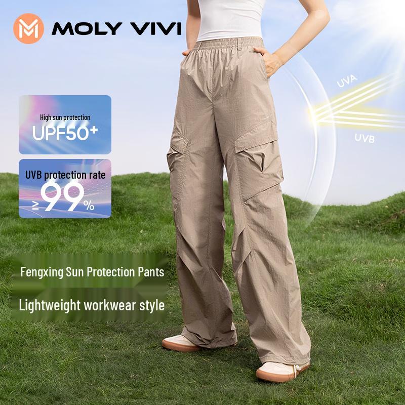 

MOLY VIVI Women s Ice Silk Sun Protection Wide-Leg Pants M