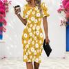 Women Plus Size Short Sleeve Round Neck Black Skull Rose Printed Fitted Dress