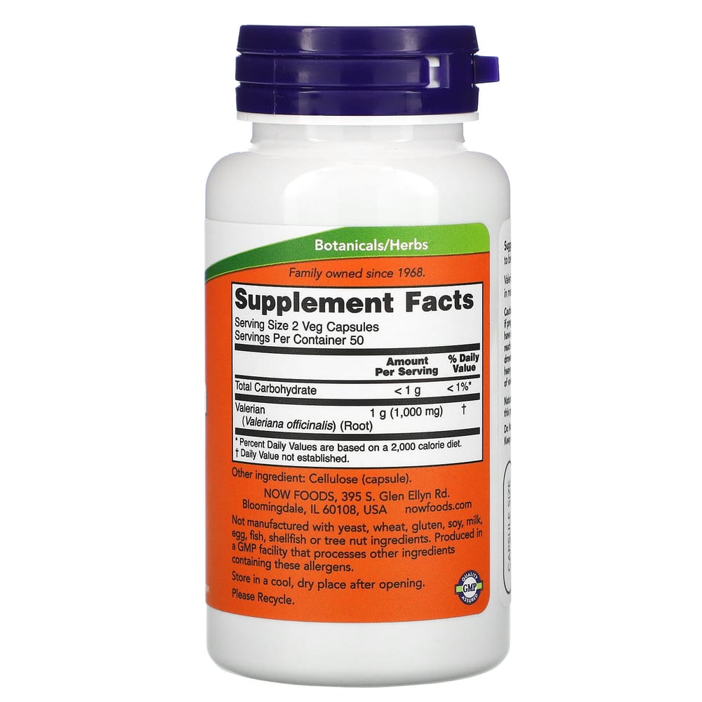 NOW Foods Valeriaanwortel 500 mg, 100 Plantaardige Capsules