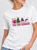 (Asian Size) faith cute flower Print Woman Clothing New Year T Shirt Christmas Festival Tee Women Fashion Top Short Sleeve Graphic T-shirt