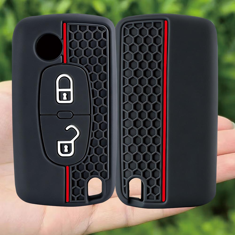2 Button Silicone Car Key Ring Cover Case Holder For Peugeot 206 308 3008 Expert Partner Citroen C3 Pluriel Picasso Berlingo