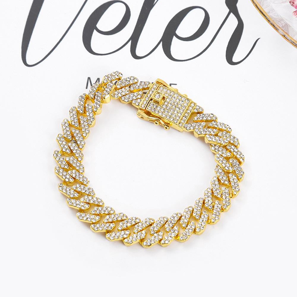 

European and American explosive hip-hop jewelry rhombus Cuban chain fashion full of diamonds pet accessories versatile