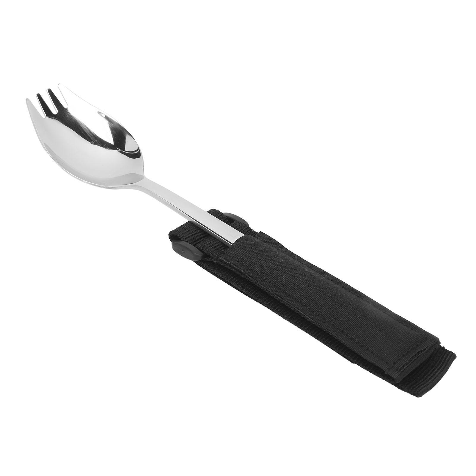 

Adaptive Fork Spoon Prevent Slip Weighted Handle Stainless Steel Disabled Cutlery with Strap for