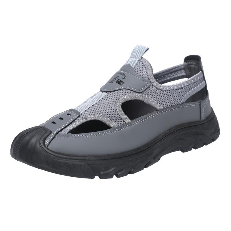 Old Beijing non-slip sandals summer mesh bag head breathable driving hollow outdoor middle-aged casual versatile hole shoes