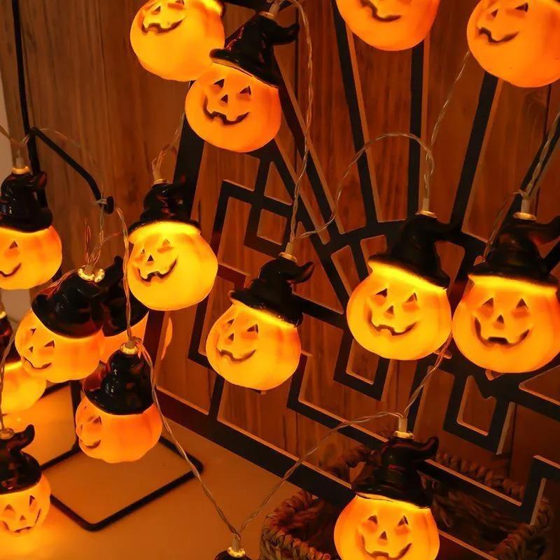 Halloween Pumpkin String Lights 200 LED Portable Battery USB Operated for Home Garden Party Decor Indoor Outdoor Decoration