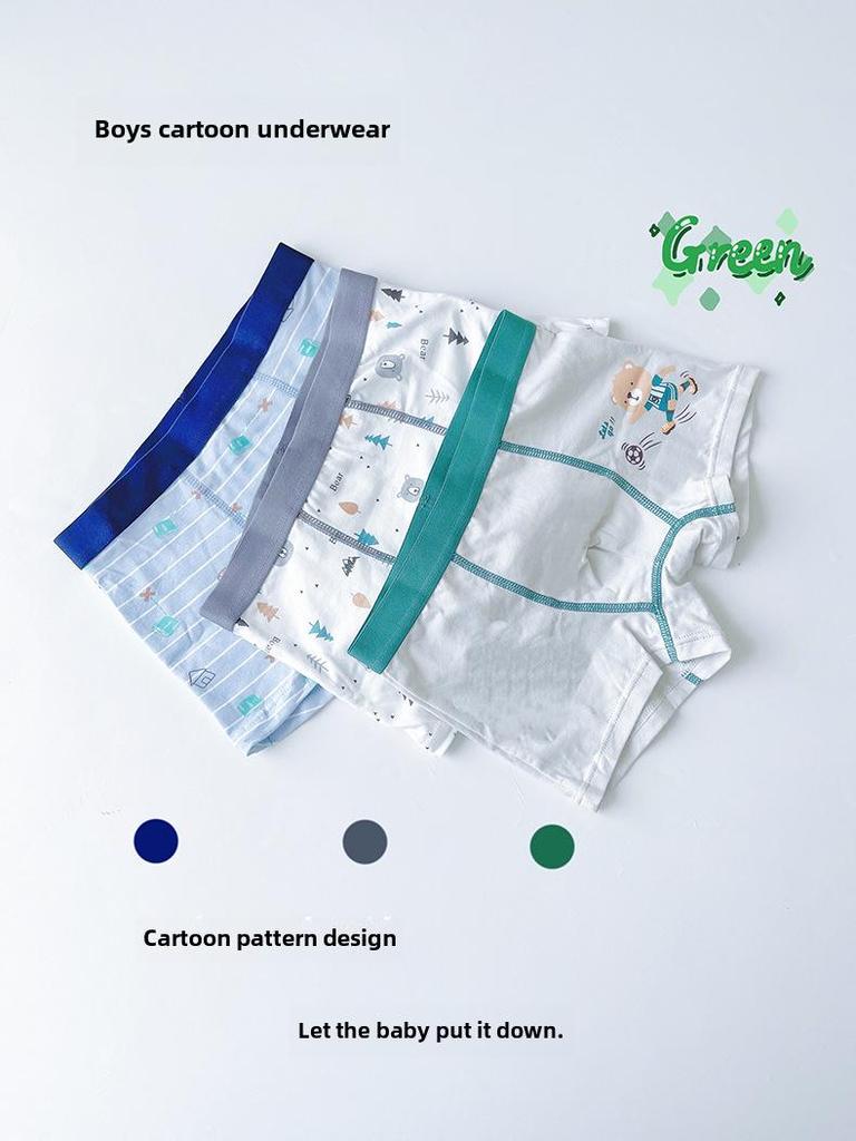 Children's Summer Cotton Boxer Briefs (Class A) for Boys Aged 9-12 - No Pinch Design.