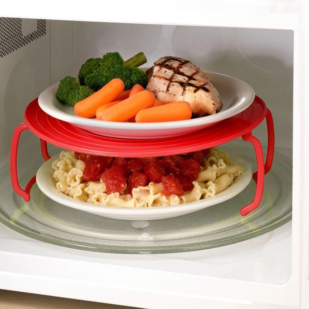 Kitchen with Handle Plastic Heating Microwave Stacker Lid Plate Stand Shelf Cooling Rack