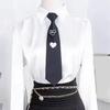 Fashionable Heart Pattern Zippers Ties Versatiles Black Loves Pattern Necktie for Various Styles