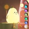 Rechargeable Silicone Pear Night Lamp, Touch Control Color-Changing LED Light with 7 Colors, , Ideal Baby Gift (Warm White)