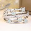 Elegant White Gold Color Multi Layer Opal Zircon Ring for Women Daily Wear and Party