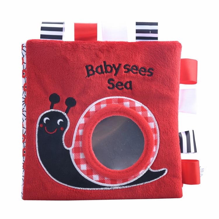Baby Black White Red Visual Stimulation Book Animal Ocean Tag 3d Cloth Book Early Education Toy