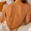 Rhinestone Body Chain Waterdrop Back Chain, Bridal Wedding Backless Dress Backdrop Tassel Waist Necklace, Adjustable Sexy Jewelry for Women Neck