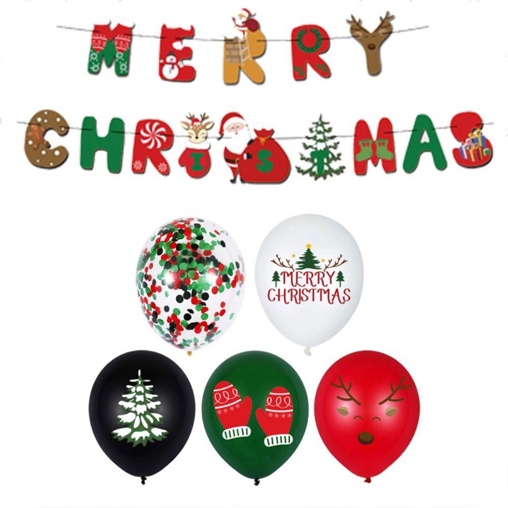 Cartoon Christmas Balloon Flag Decoration Christmas Tree Xmas Cake Flag  New Year
