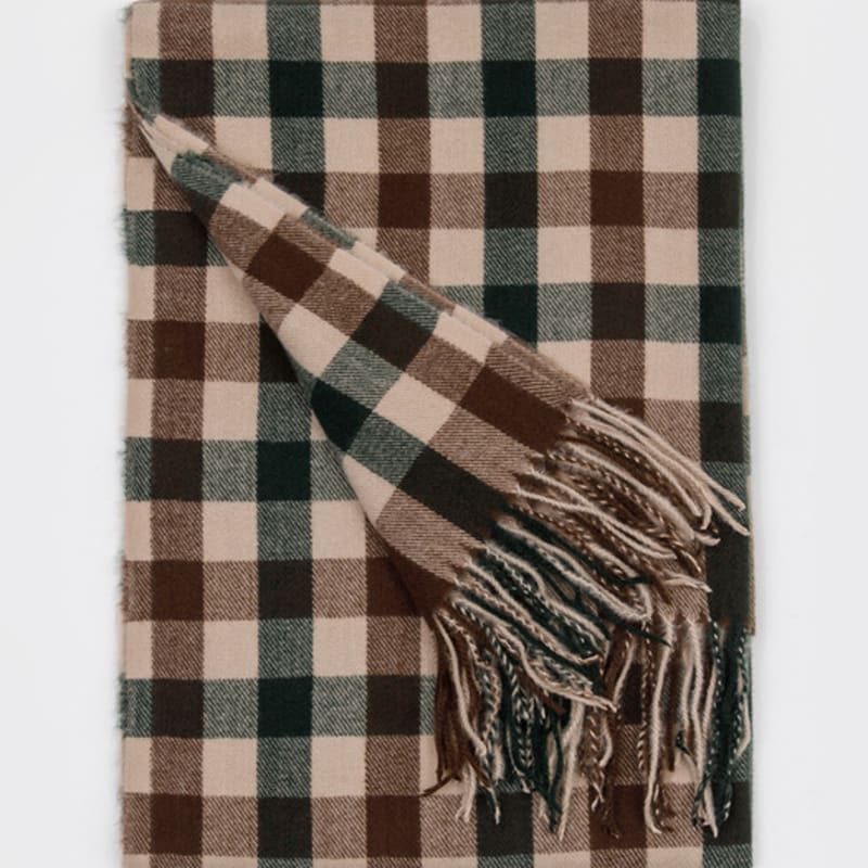 RECLOW BLOCK Tartan Check Muffler GREEN BROWN