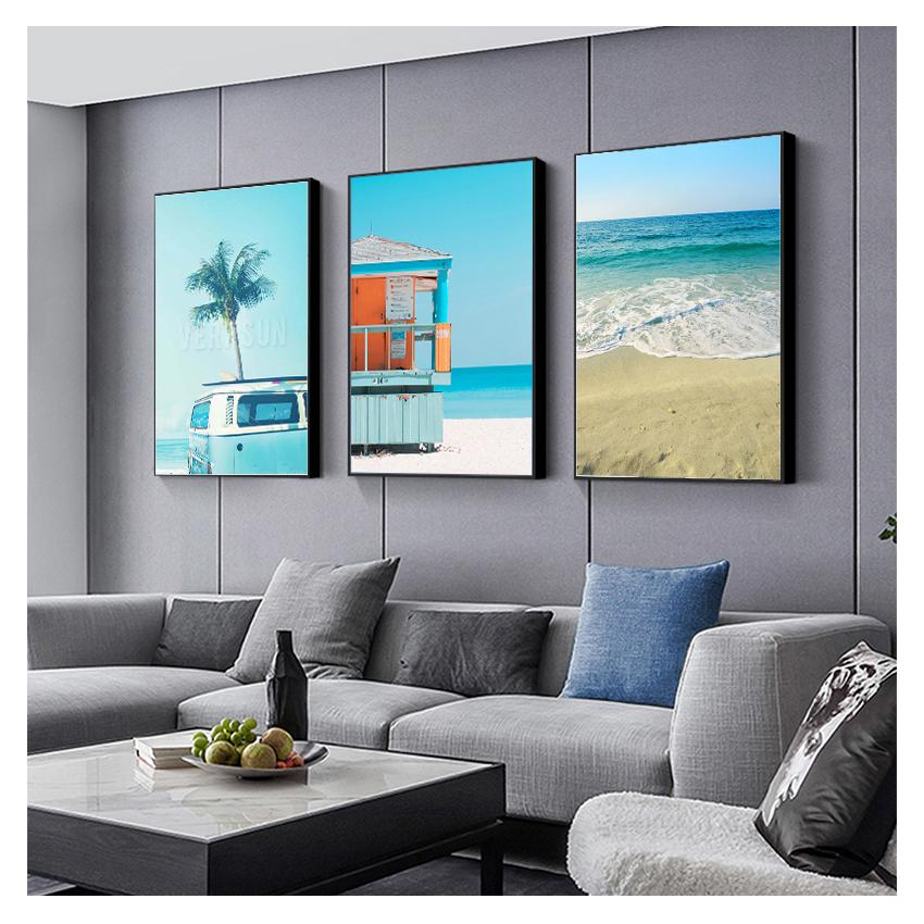 Quotes Wall Art Canvas Painting Nordic Posters And Prints Wall Pictures For Living Room Decor Sea Beach Surf Car Coconut Tree
