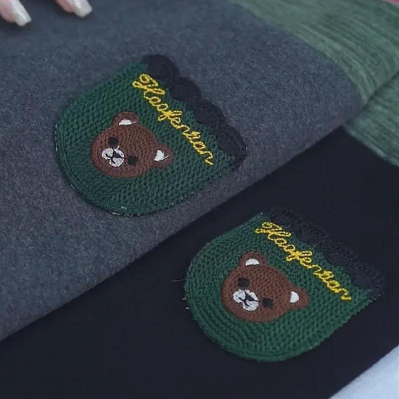 Women's Plus Velvet Lambskin Bear Leggings: Slim Fit, Hip-Lifting, Warm Cotton Pants for Autumn & Winter Outerwear in Large Sizes.