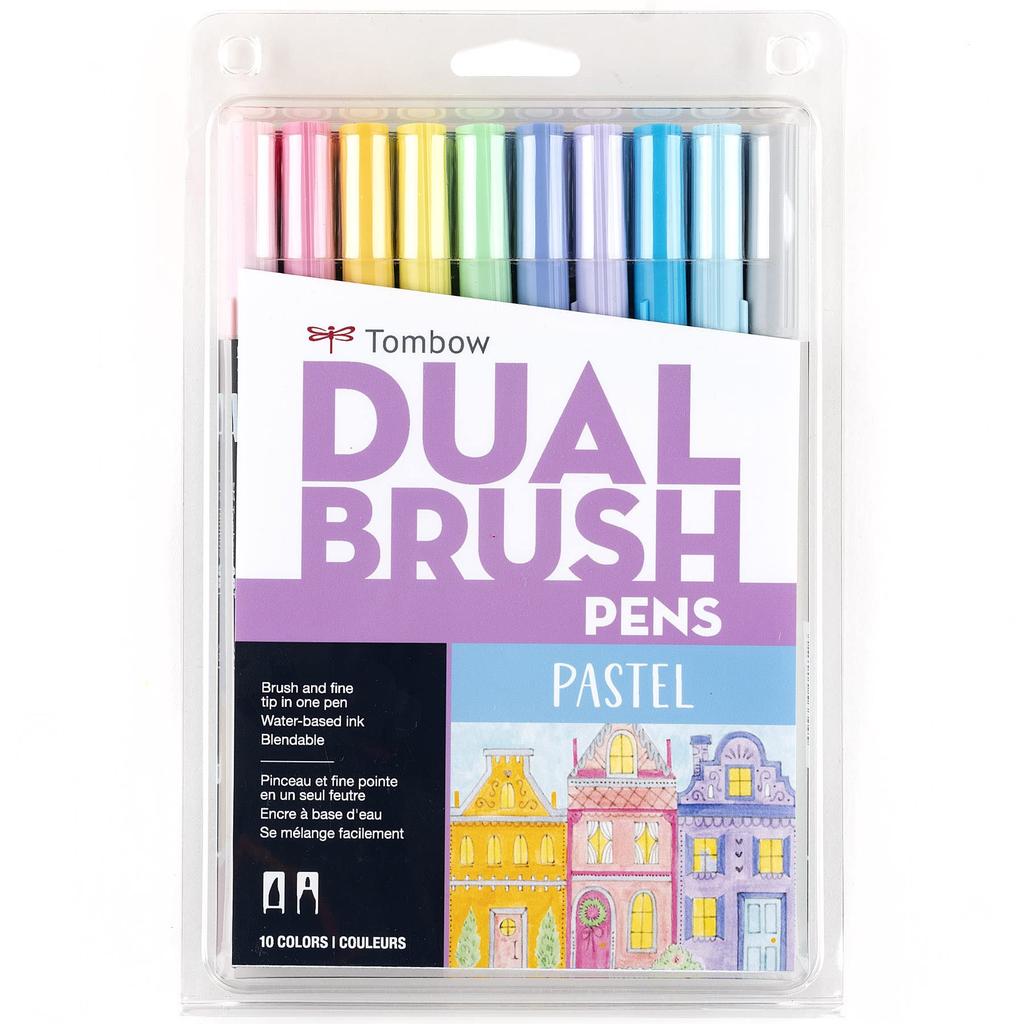 Tombow Dual Brush Pen Art Markers Pastel 10-pack,
