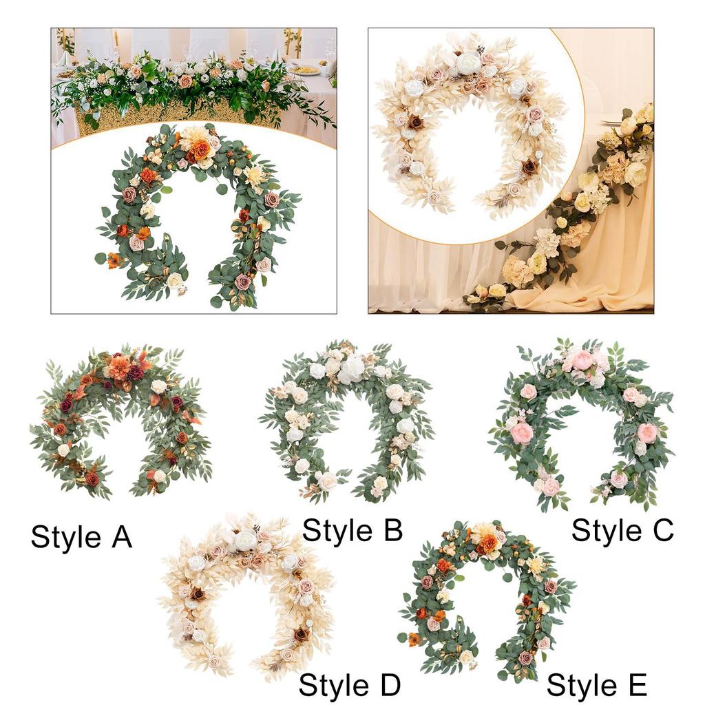 Artificial Flower Garland Table Runner 1.8 M Long Fake Rose Flower Vine for Wedding Bridal Shower Backdrop Indoor Outdoor Arch