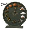 Festive Yard Ornaments Season Clock Decor Round Month Calendar Wooden Seasonal Farmhouse Perpetual Thanksgiving Garden