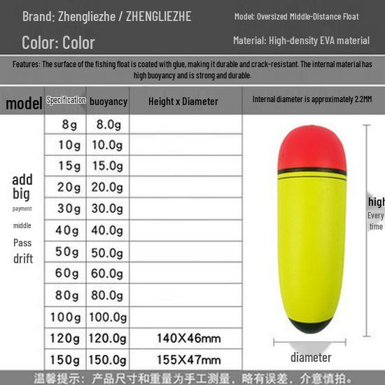EVA Anti-Kollision Felsenfischen Winddichter Schwimmer - Doppelbohrung Weitwurf Untergetaucht Gewicht