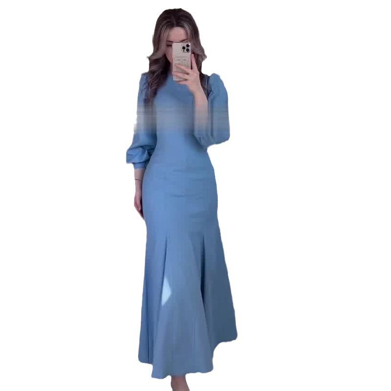 Elegant 2024 Autumn Women's Waist-Slimming Fishtail Dress