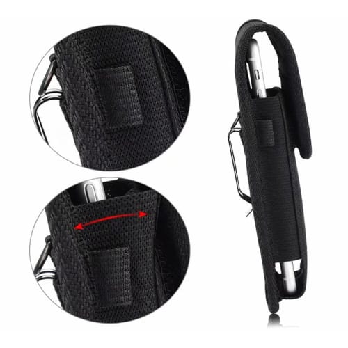 Large Smartphone Case, Waist-Shaped Protective Phone Case, Tactical Multifunctional Belt Loop Bag with Accessory Storage (Black)