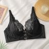 Women Black Lace Front Closure Bra Underwired Push Up Wide Strap Sexy Lingerie