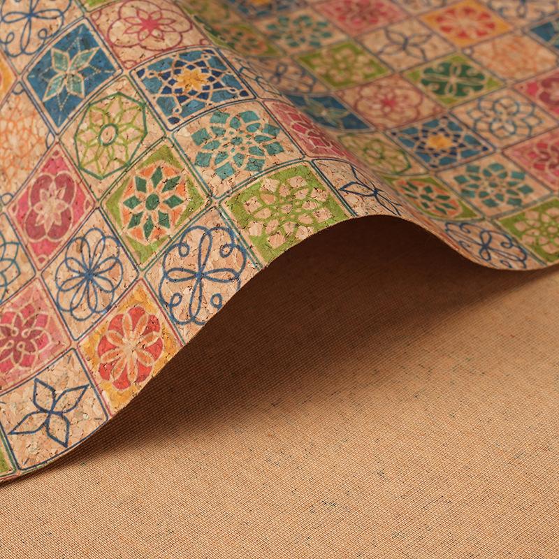 NEW 100cm*138cm Glitter Natural Cork Wood Leather Fabric Printed Colored Bow Craft Bag Shoes Sewing DIY Decor Crafts