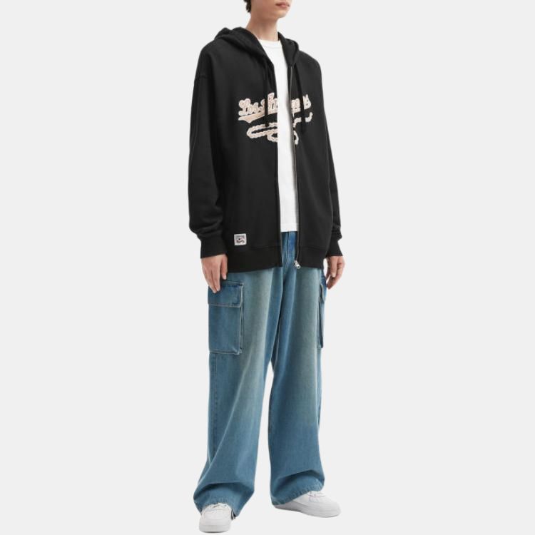 New Era Letter Print Zip-Up Hoodie Unisex Hoodies 14726679