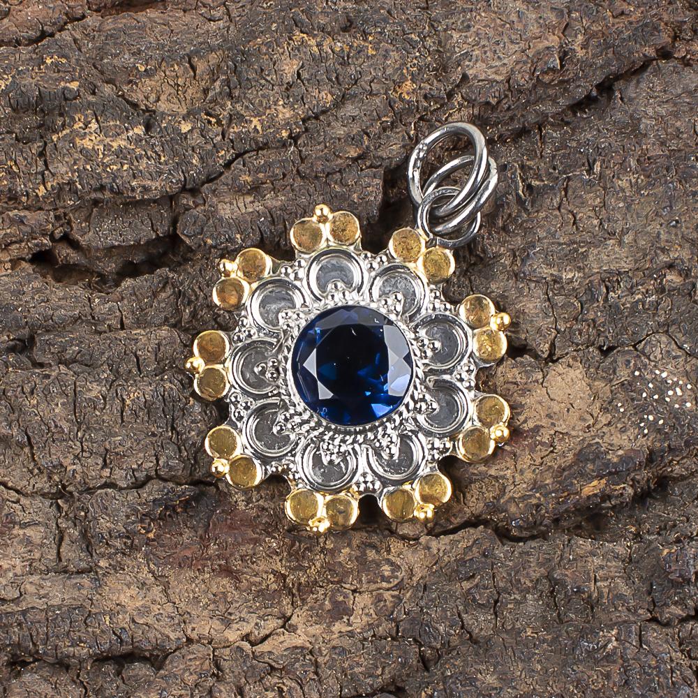 London Blue Topas Anhänger, 925 Sterling Silber Edelstein Schmuck, handgefertigter Anhänger, Für Thanksgiving