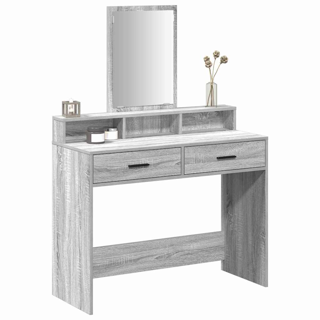 Makeup Table Grey Sonoma 100 x 41 x 140 cm Engineered Wood