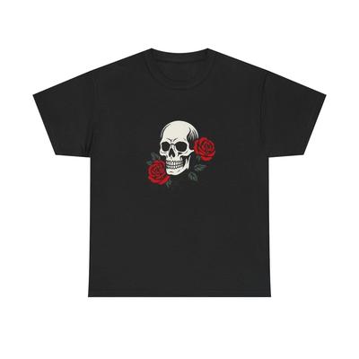 Unisex Erwachsenen T-Shirt Punk Totenkopf Rose Tattoo Grafik
