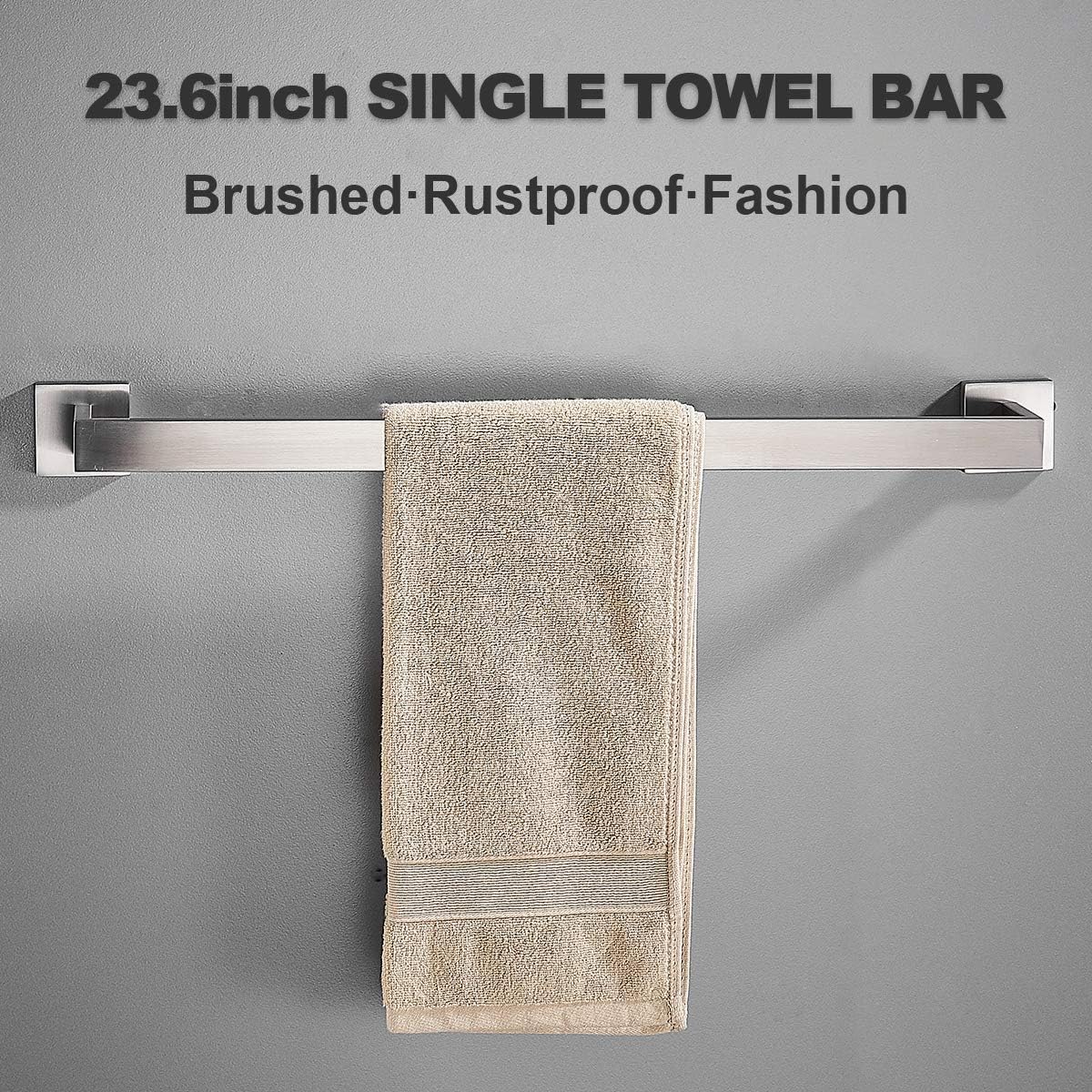 23.6 Inch Brushed Nickel Towel Bar Rack, SUS 304 Stainless Steel Bathroom Towel Holder, Wall Mounted Heavy Duty Towel Rack for Bathroom Kitchen