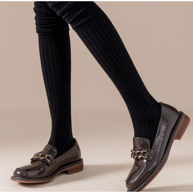 Knee Warm Long Socks Thin Long Stacked Socks Women's High Solid Colour Patchwork Stockings Sexy High Elasticity Stockings