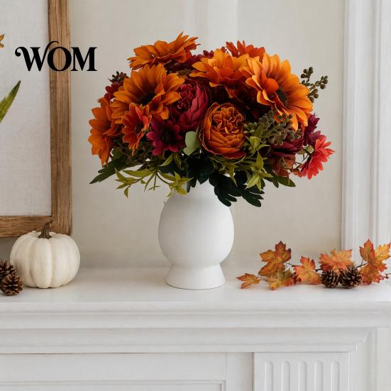 Romantische Ästhetische Blumen für Schlafzimmer Sonnenblumen Künstliche Blumen, Realistisches Fake-Bouquet Hochzeit Zuhause, Rustikale Wiederverwendbare Seidenblumenstiele