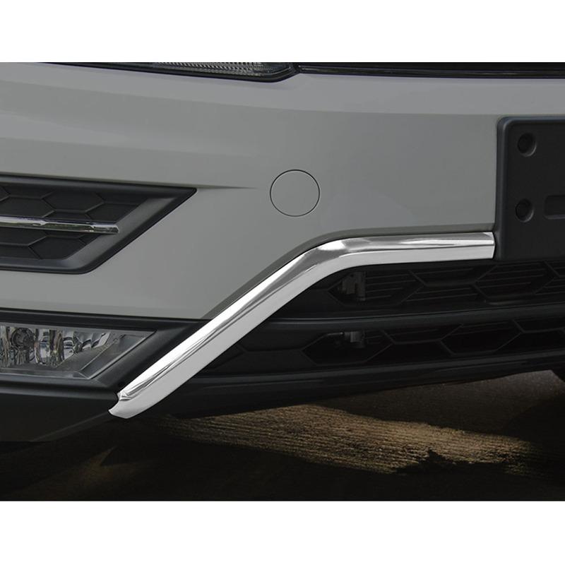 For Volkswagen VW Tiguan L MK2 2016 2017 2018   ABS Chrome Trim Front Upper Grid Grill Grille License Plate Frame Bumper