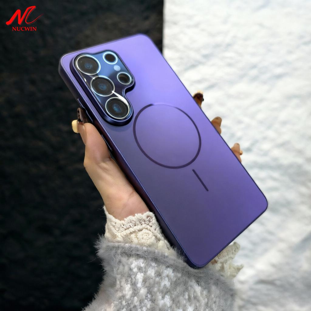 Business Frosted Matte For Magsafe Magnetic Case For Samsung Galaxy S26 Ultra S25 Plus Lens Film Acrylic Plating Hard Back Cover