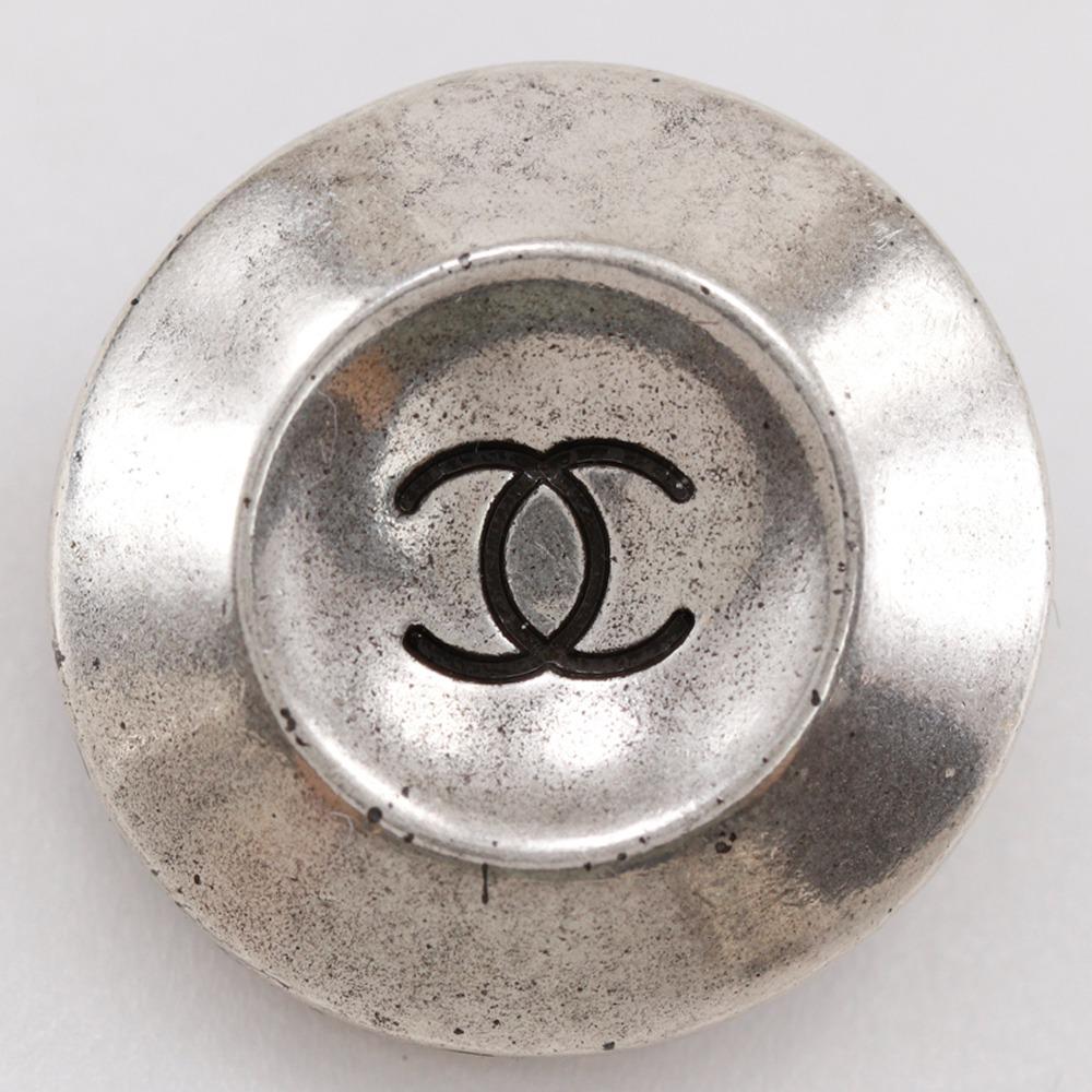 Chanel COCO Mark Earring Silver Metallic 19.1g Women Used