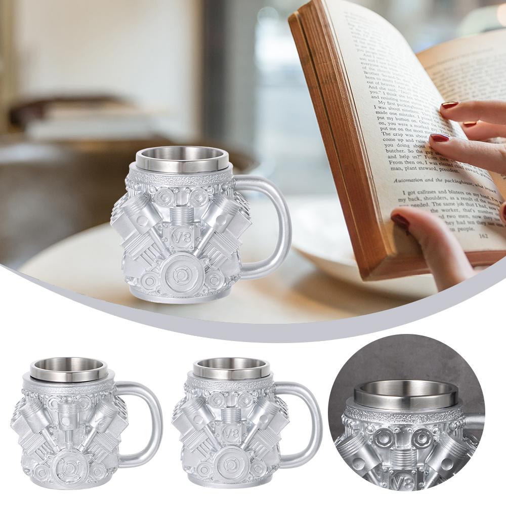 V8 & V6 Engine Design Coffee Mug Multi-Purpose Tea Cup Creative Stainless Steel Mug Restaurant