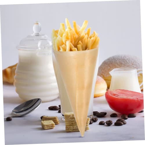COLLBATH 100pcs Disposable Wooden Cones for Ice Cream, Dessert, Candy, Finger Food, Party Meal Serving