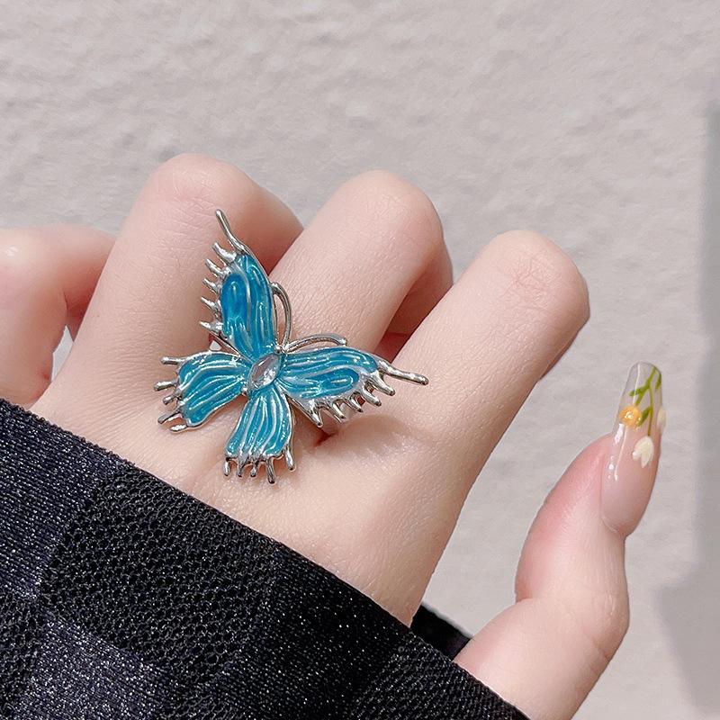 Butterfly Dark Wind Personality Stacking Wearing High-End Open Ring Niche Design Light Luxury Cold Wind Ring Woman