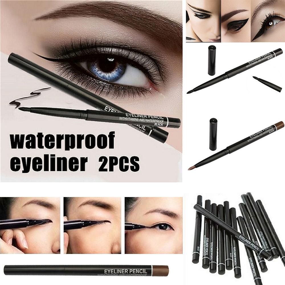 Waterproof Black And Brown Women's Makeup Rotary Retractable Eyeliner Pencil Waterproof Eye Liner Pen Cosmetic Tools