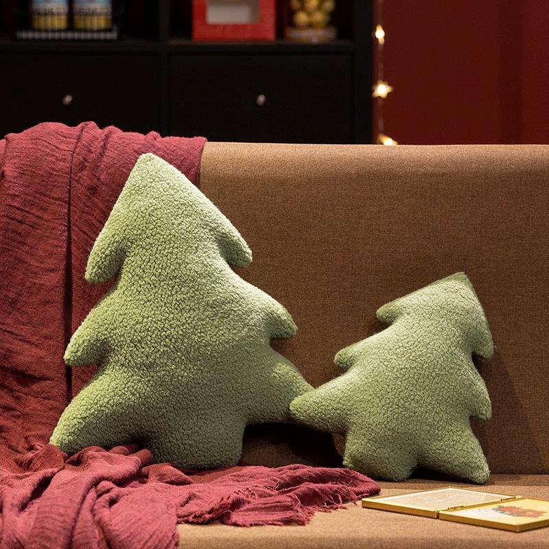 Christmas Tree Stuffed Throw Pillow Cute Soft Xmas Tree Plush Pillow Doll Decorative Sofa Cushion Home Christmas Party Decorgift