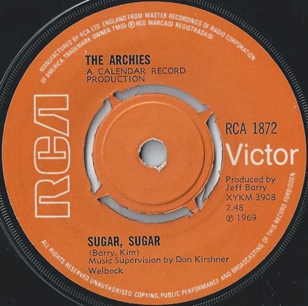 

7inch Record ARCHIES - Sugar, Sugar RCA1872 RCA VICTOR 1969 UK Rock Used