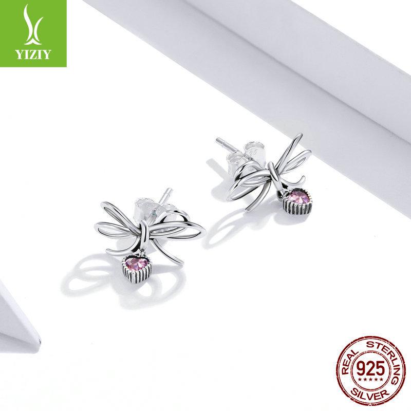 Yinziyun Sterling Silver Bow & Heart Earrings - S925 Christmas Jewelry for Women (SCE962)