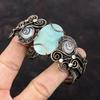 Amazonite Gemstone Cuff Bracelet Copper Wire Wrapped Cuff Rainbow Moonstone Bangle Adjustable Cuff Bracelet Handmade Jewelry Gift For Women